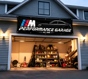 Custom Garage Banner, Car Performance Themed Horizontal Hanging Flag