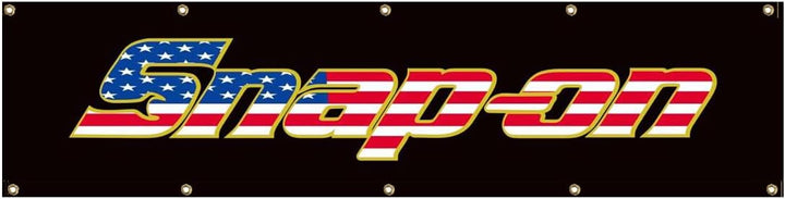 Snap On Flag Tools 2X8FT Black Banner for Garage Wall Decor