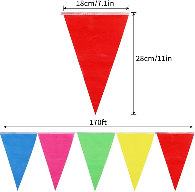 Colorful Triangle Pennant Banner – 170 ft
