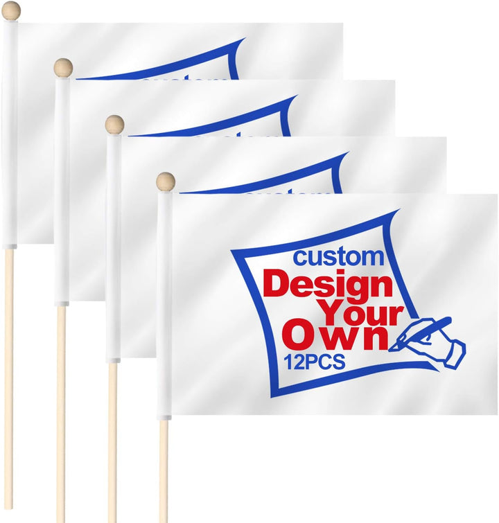 Custom Miniature Stick Flag 4X6 IN with Wooden Pole