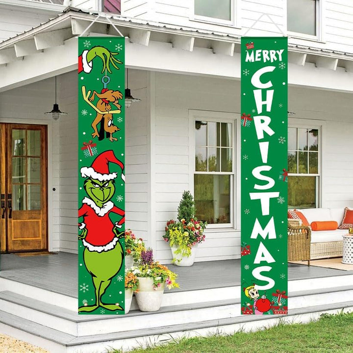 Christmas Decorations Green Christmas Welcome Banner Xmas Porch Door Sign