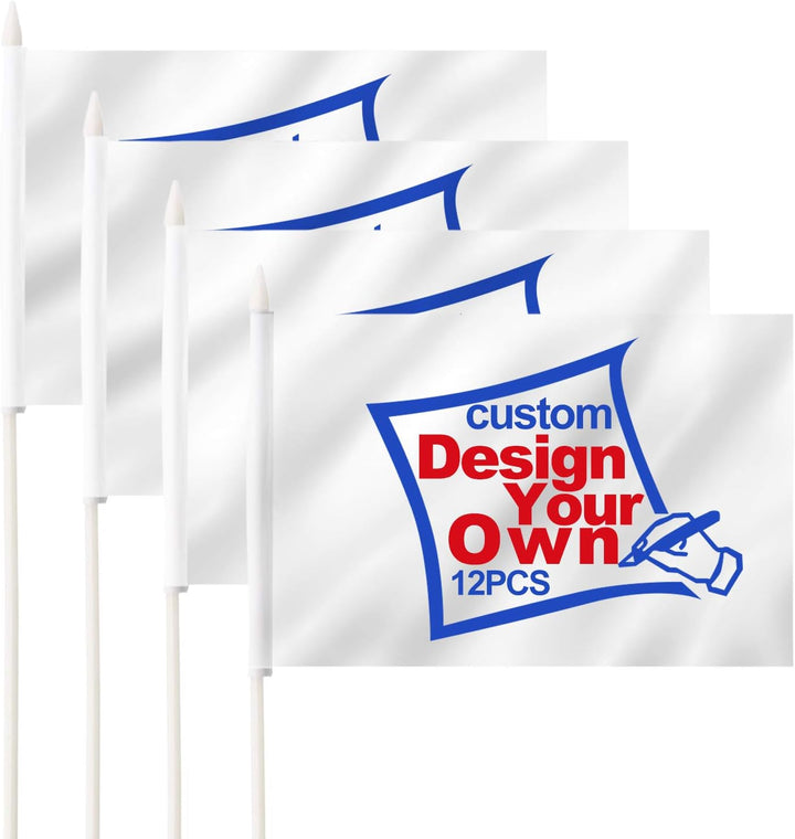 Custom Miniature Stick Flag 4X6 IN with Pointed Plastic Pole