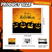Cute Pumpkin Halloween Garage Door Cover 7x8 Ft