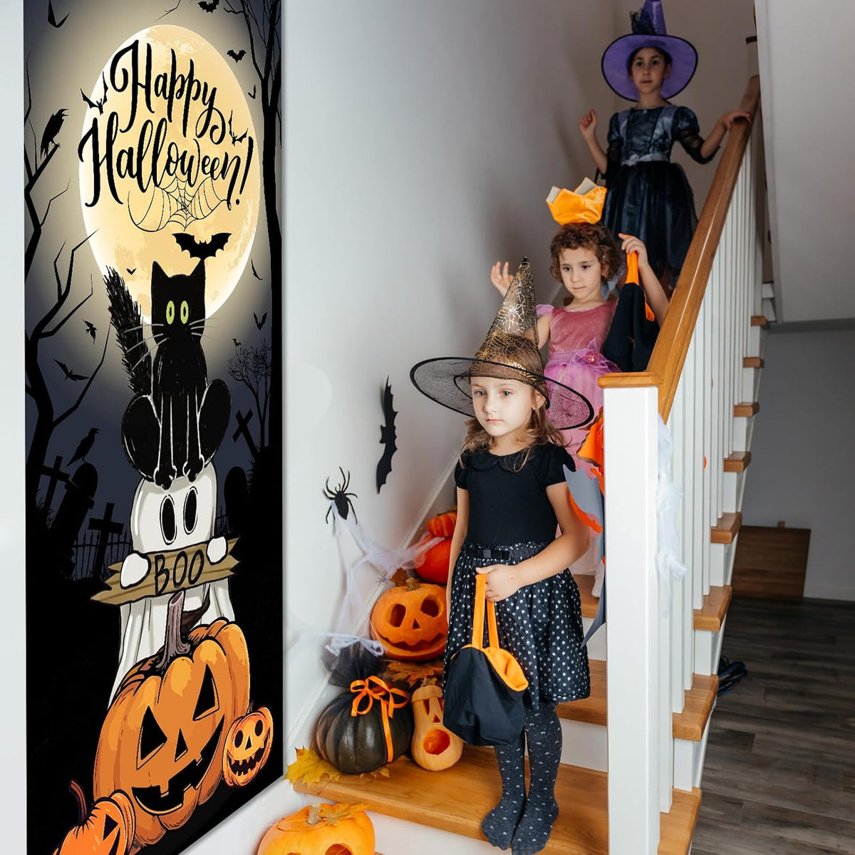 Halloween Cat Ghost Door Cover