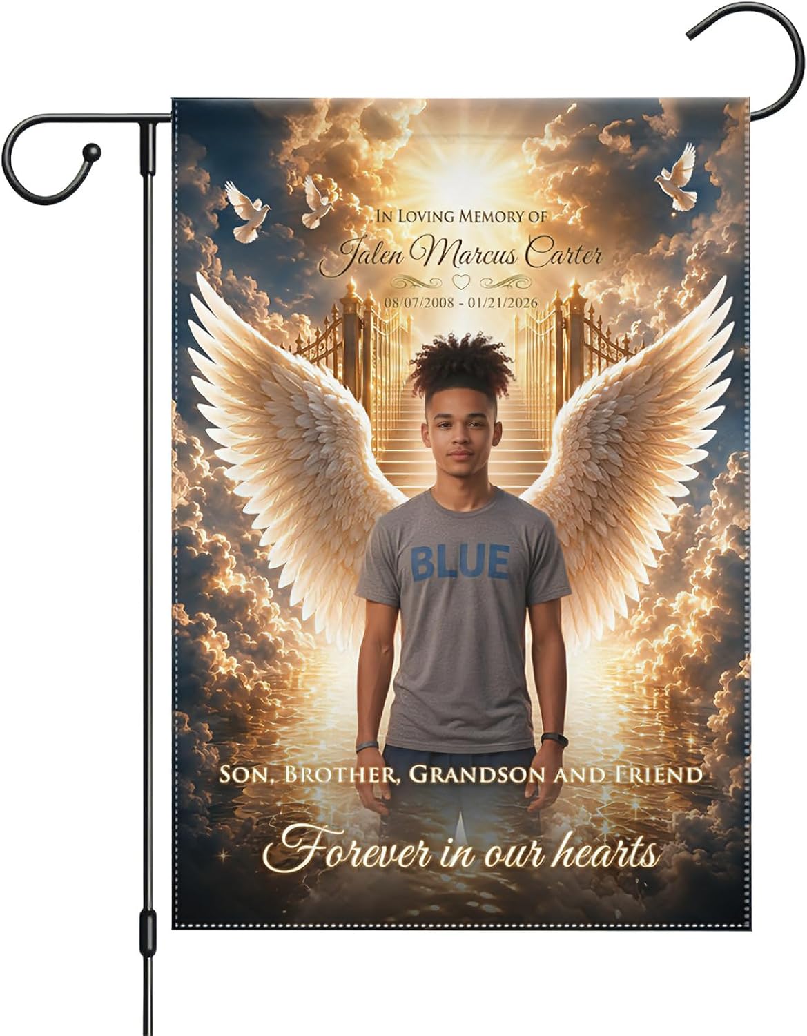 Custom Memorial Garden Flag, Personalized with Photo, Date & Name