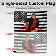 Custom Black and White American US Flag with Picture