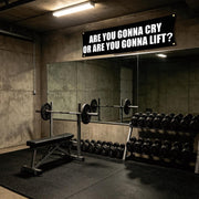 Are You Gonna Cry Or Are You Gonna Lift 72x24 Gym Flag with 4 Grommets