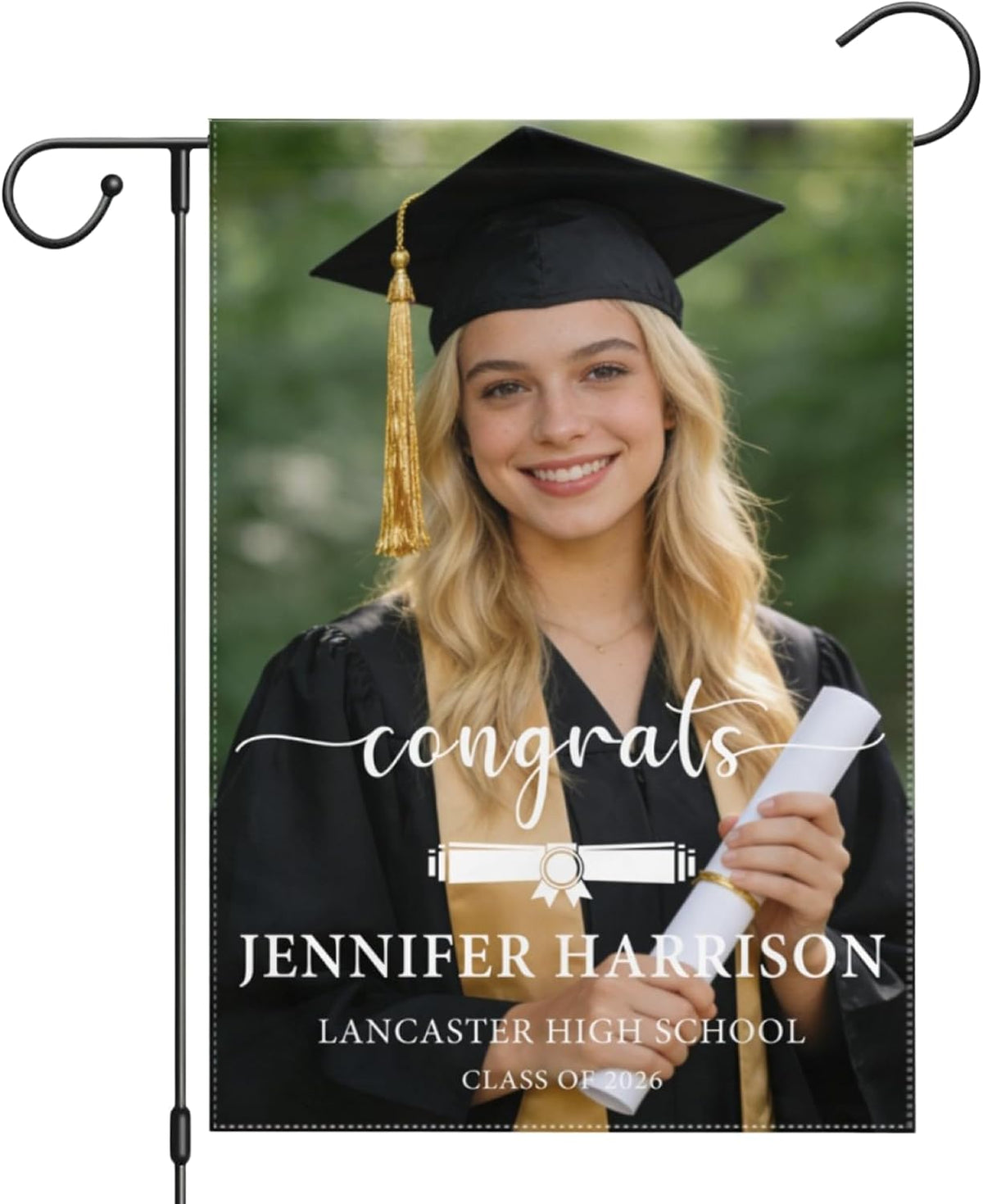 Personalized Graduation Garden Flag with Photo, Name, School & Year