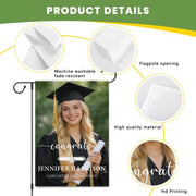 Personalized Graduation Garden Flag with Photo, Name, School & Year