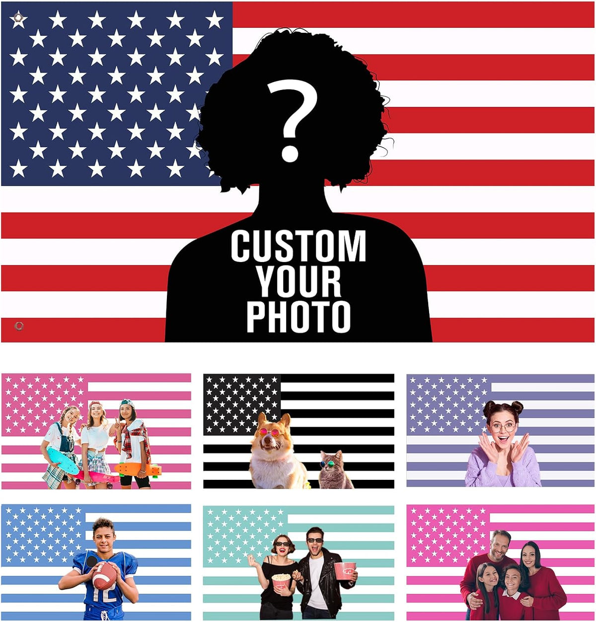 Custom American US Flag with Picture