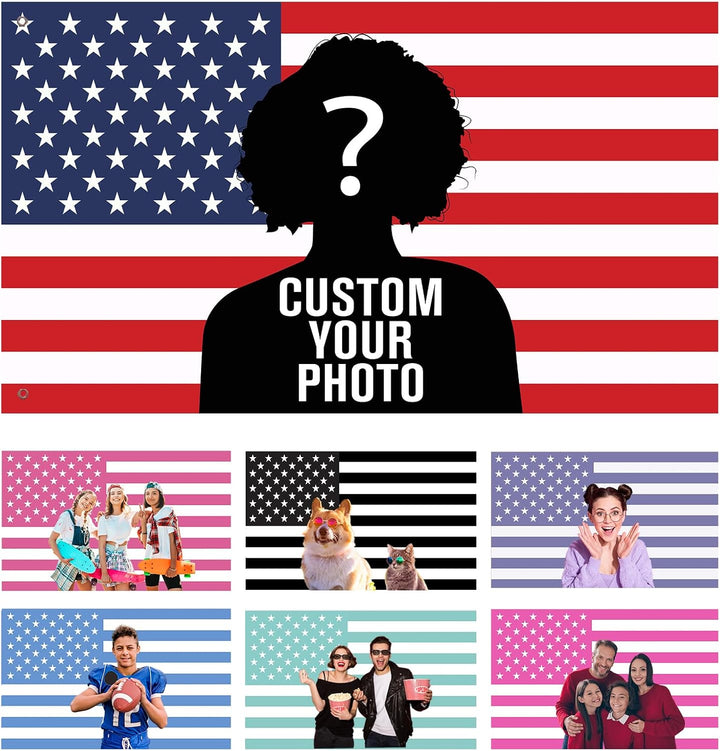 Custom American US Flag with Picture
