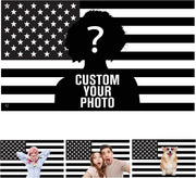 Custom Black and White American US Flag with Picture