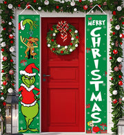 Christmas Decorations Green Christmas Welcome Banner Xmas Porch Door Sign