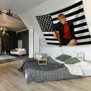 Custom Black and White American US Flag with Picture