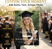 Personalized Graduation Garden Flag with Photo, Name, School & Year