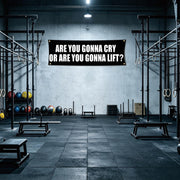 Are You Gonna Cry Or Are You Gonna Lift 72x24 Gym Flag with 4 Grommets