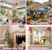Multicolor triangle flags garland