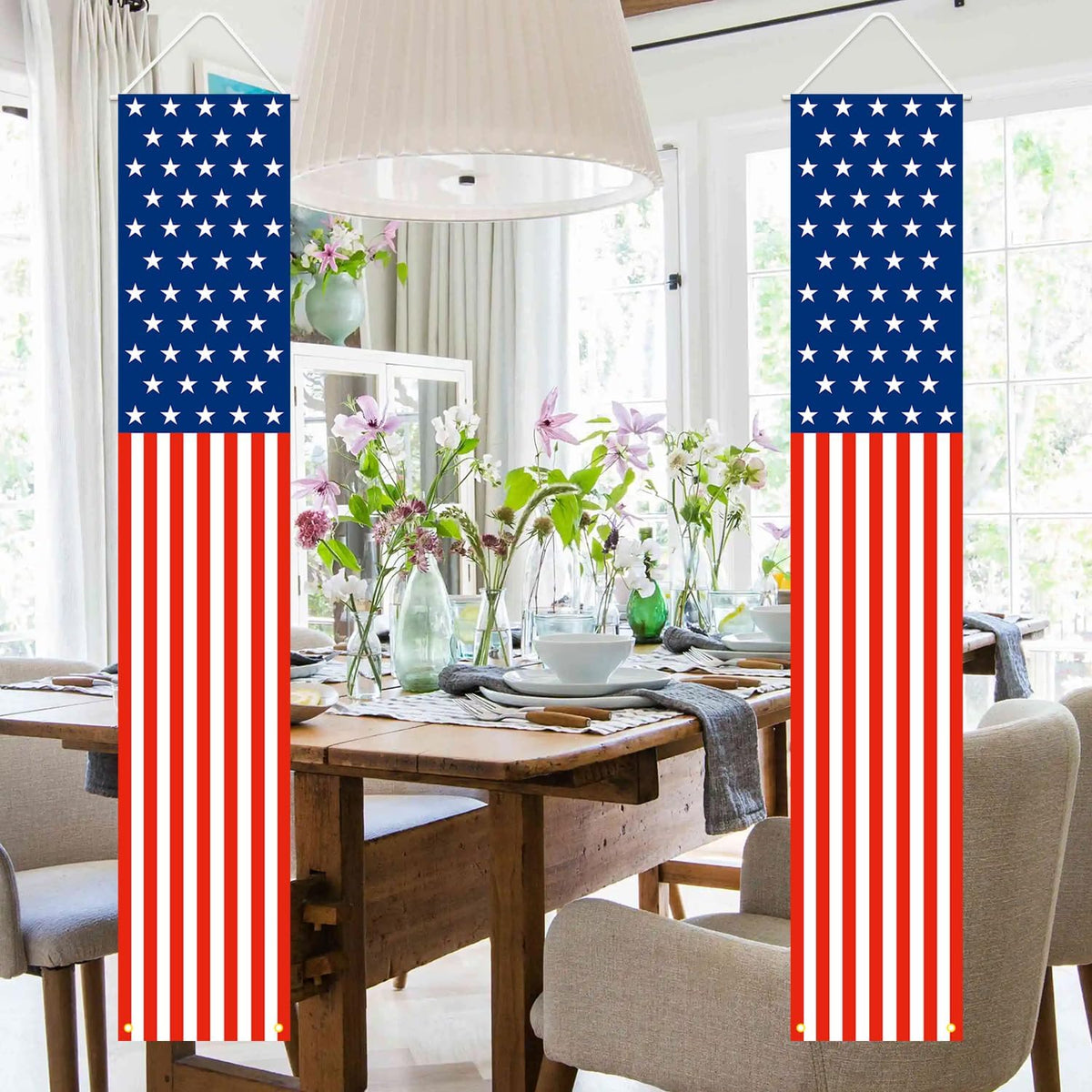Outdoor Hanging American Flag Banners 72"x12"